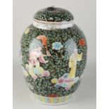 Large Chinese Familie Verte lidded pot, H 38 cm.