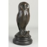 Bronze owl, H 24 cm.