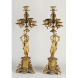 Two French Charles Dix candlesticks, H 49 cm.