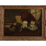 unclear. signed, Still life with kittens