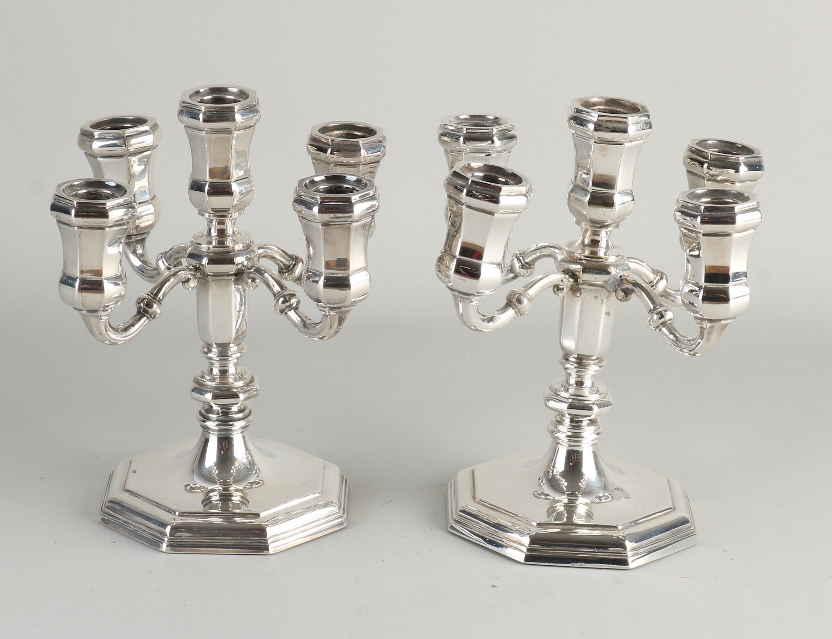 Two 5-light candlesticks