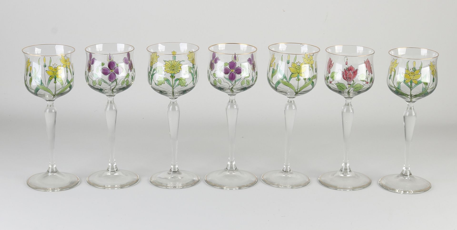 Seven Art Nouveau glasses