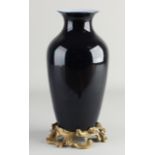 19th century Chinese vase with gilt base, H 27.5 cm.