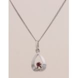 White gold necklace and pendant with ruby