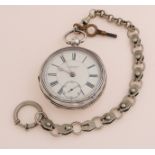 Silver pocket watch with chain