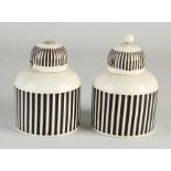 Two English tea canisters