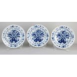 Three 18th century Delft plates