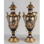 Two large vases in Sevres style, H 52 cm.