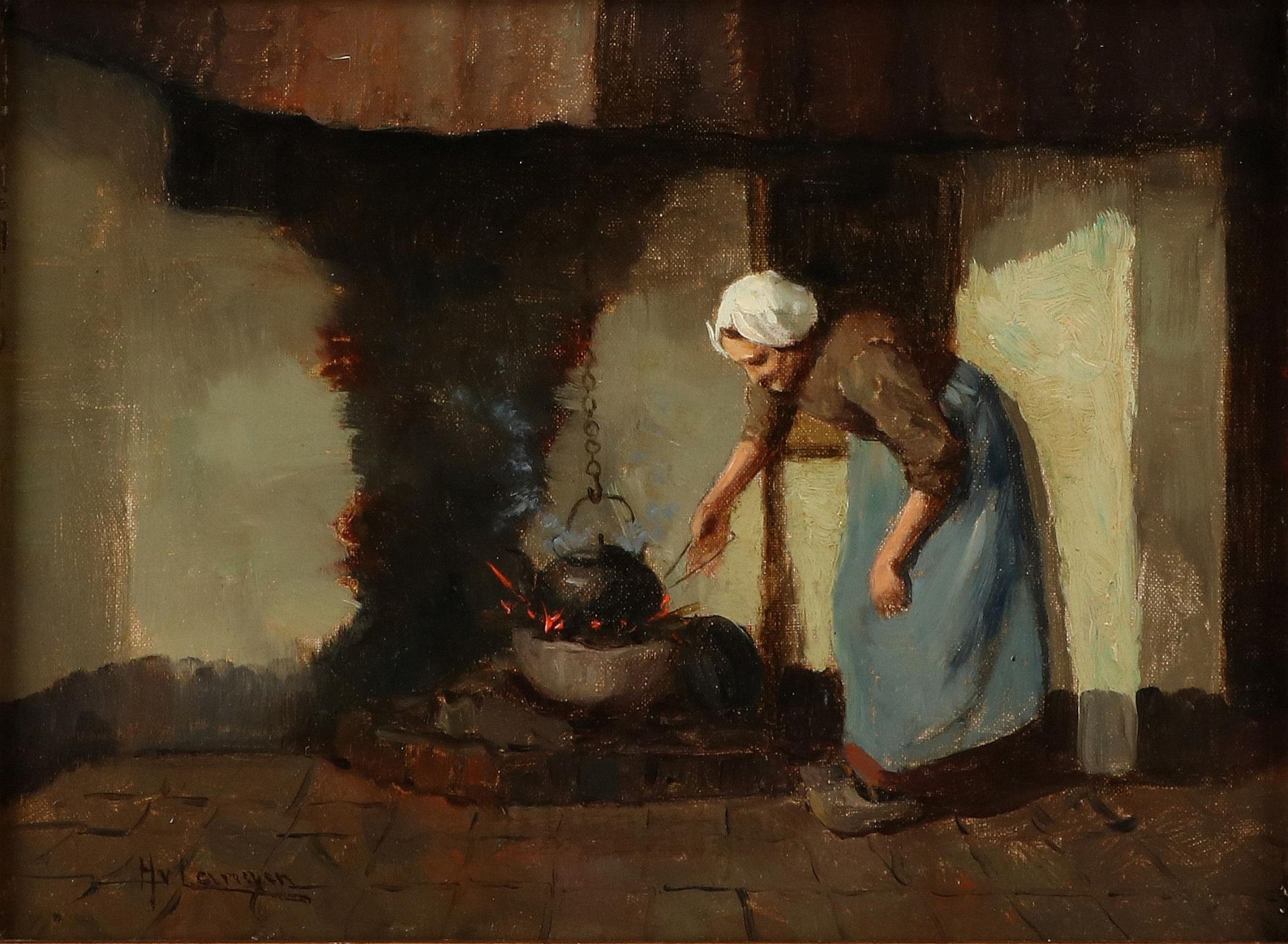 Pendant Hendrik van Langen, Farmer and farmer's wife at the hearth - Bild 2 aus 3