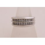 White gold wide men's ring with diamond