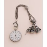 Silver men's watch & chatelaine