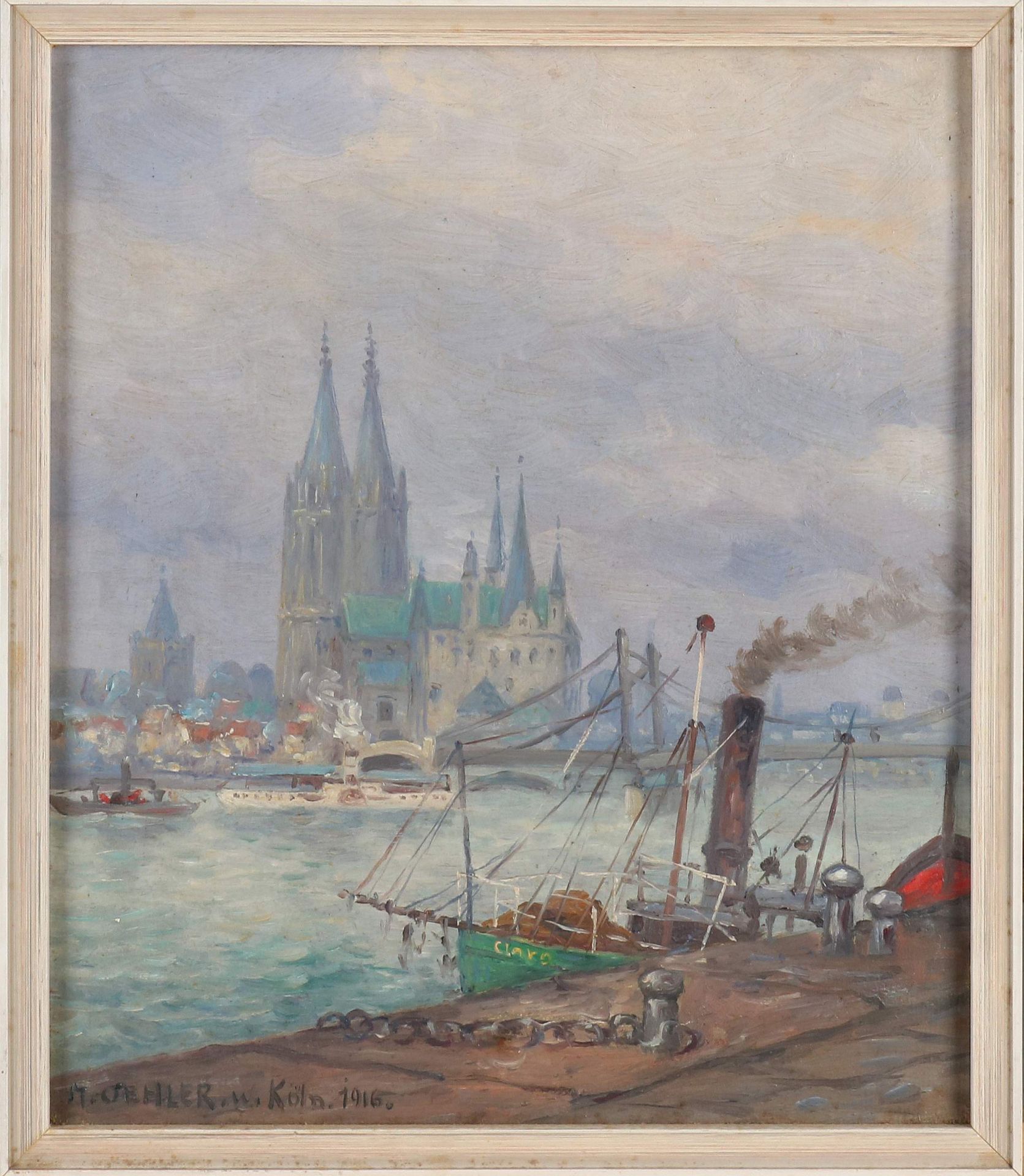 M. Oehler, Harbor view Cologne 1916