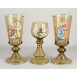 Three show goblet glasses, 1890