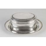 Silver cookie box with saucer
