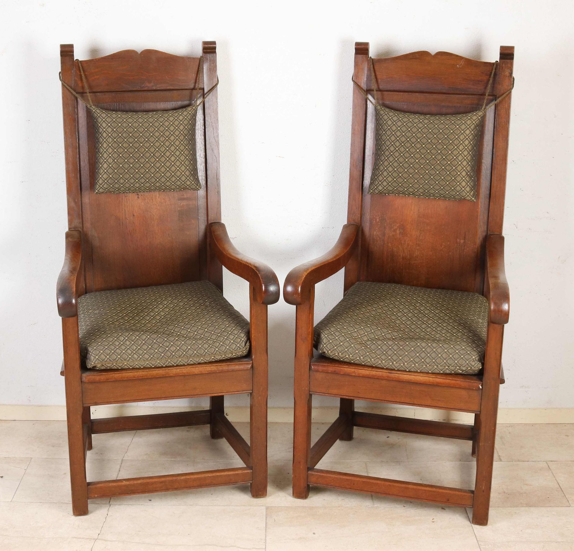 Two oak guild chairs