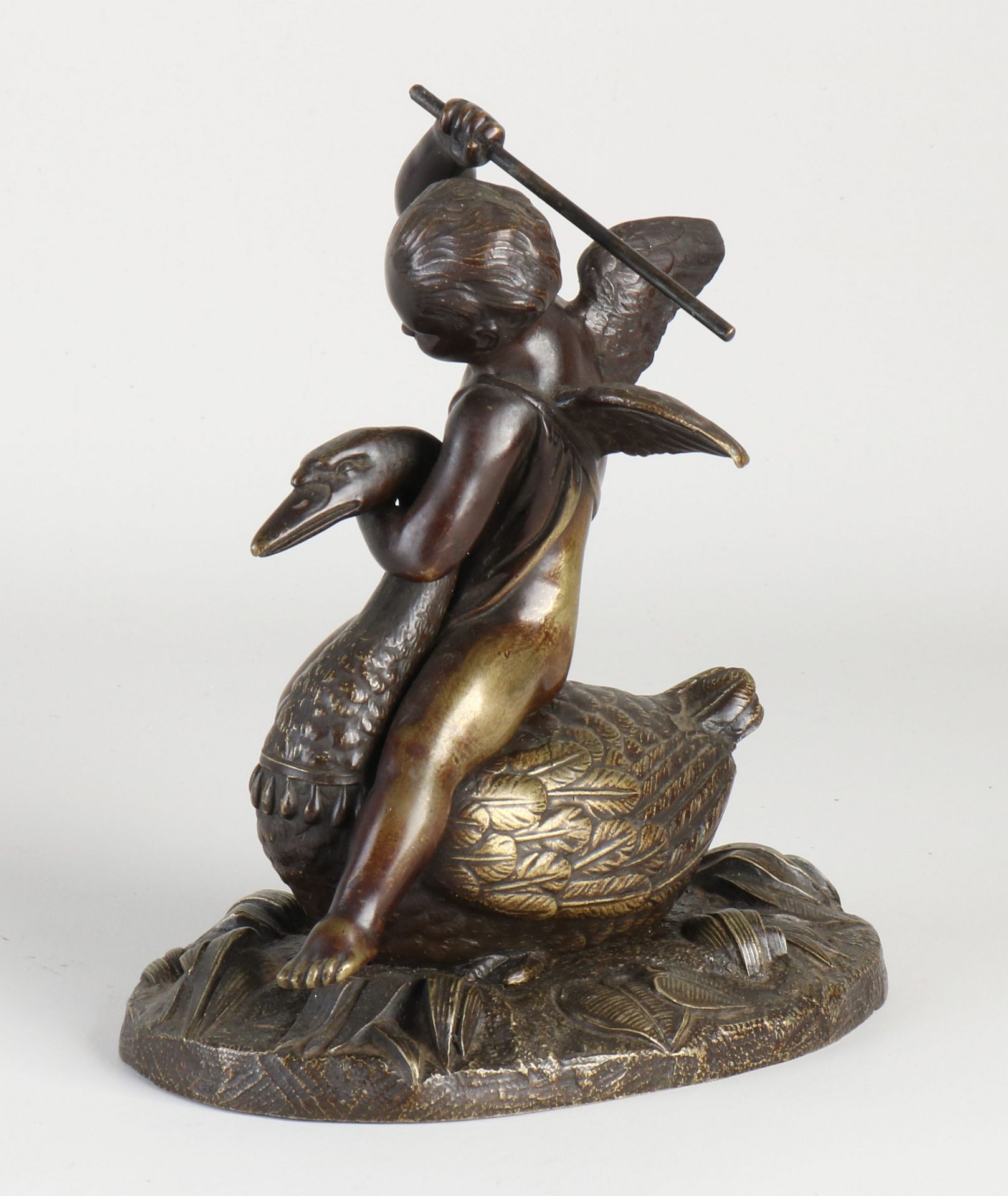 Bronze figure, Angel on swan - Image 2 of 2