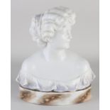 Antique porcelain ladies bust, H 26 cm.