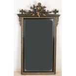 Large antique mirror, H 158 x W 90 cm.