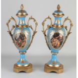 Two Sevres style vases, H 40 cm.