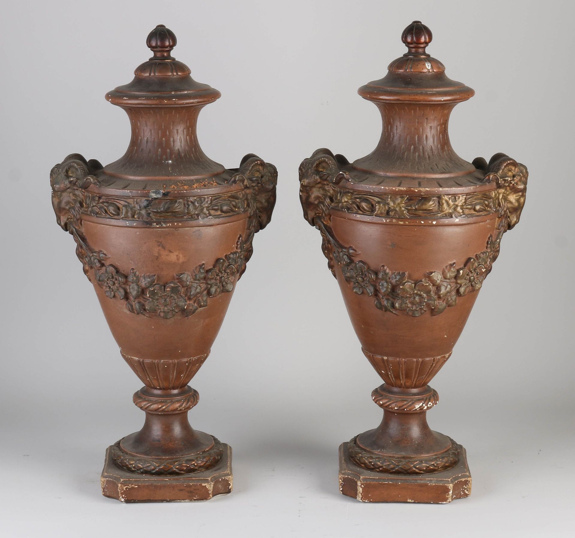 Two goblets with ram's heads, H 48 cm.