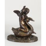 Bronze figure, Angel on swan