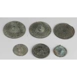 6x Bronze discs Luristan