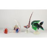 Four glass Murano figures