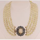 Capital necklace with citrine & diamond