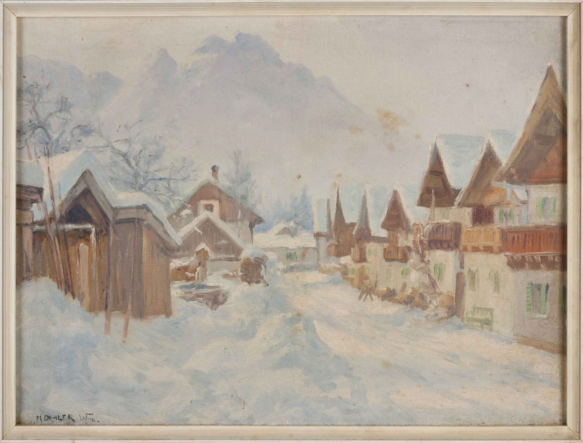 M. Oehler, German winter village view