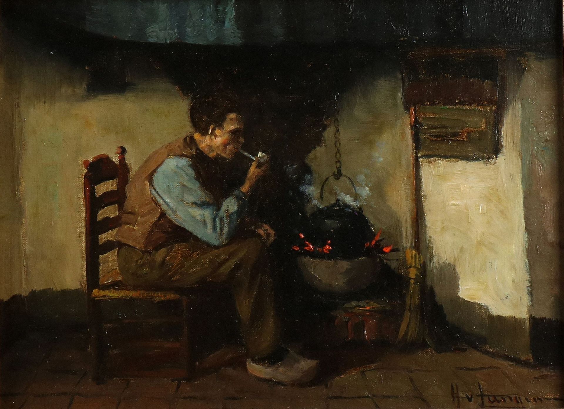 Pendant Hendrik van Langen, Farmer and farmer's wife at the hearth - Bild 3 aus 3