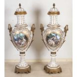 Two Sevres style vases, H 113 cm.