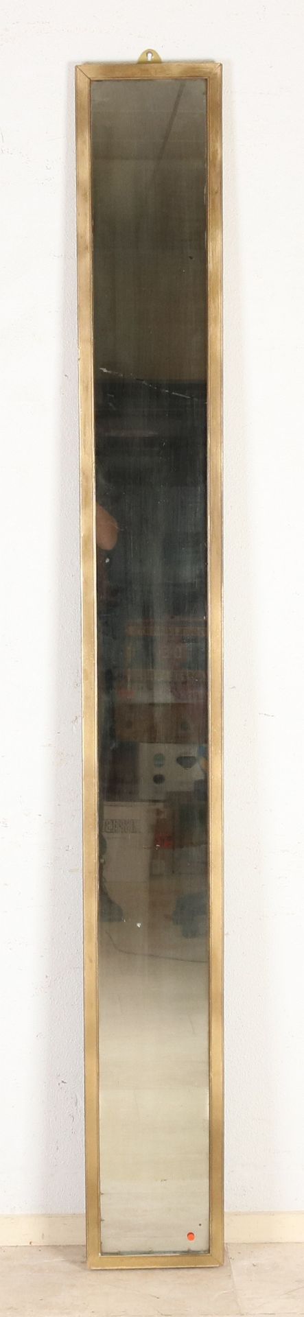 Antique mirror, H 205 x W 24 cm.
