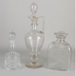 Three mouth-blown carafes