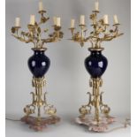 Two antique French candlesticks, H 96 cm.