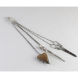 Silver chatelaine with sewing accessories