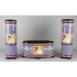 3-piece antique majolica vase set