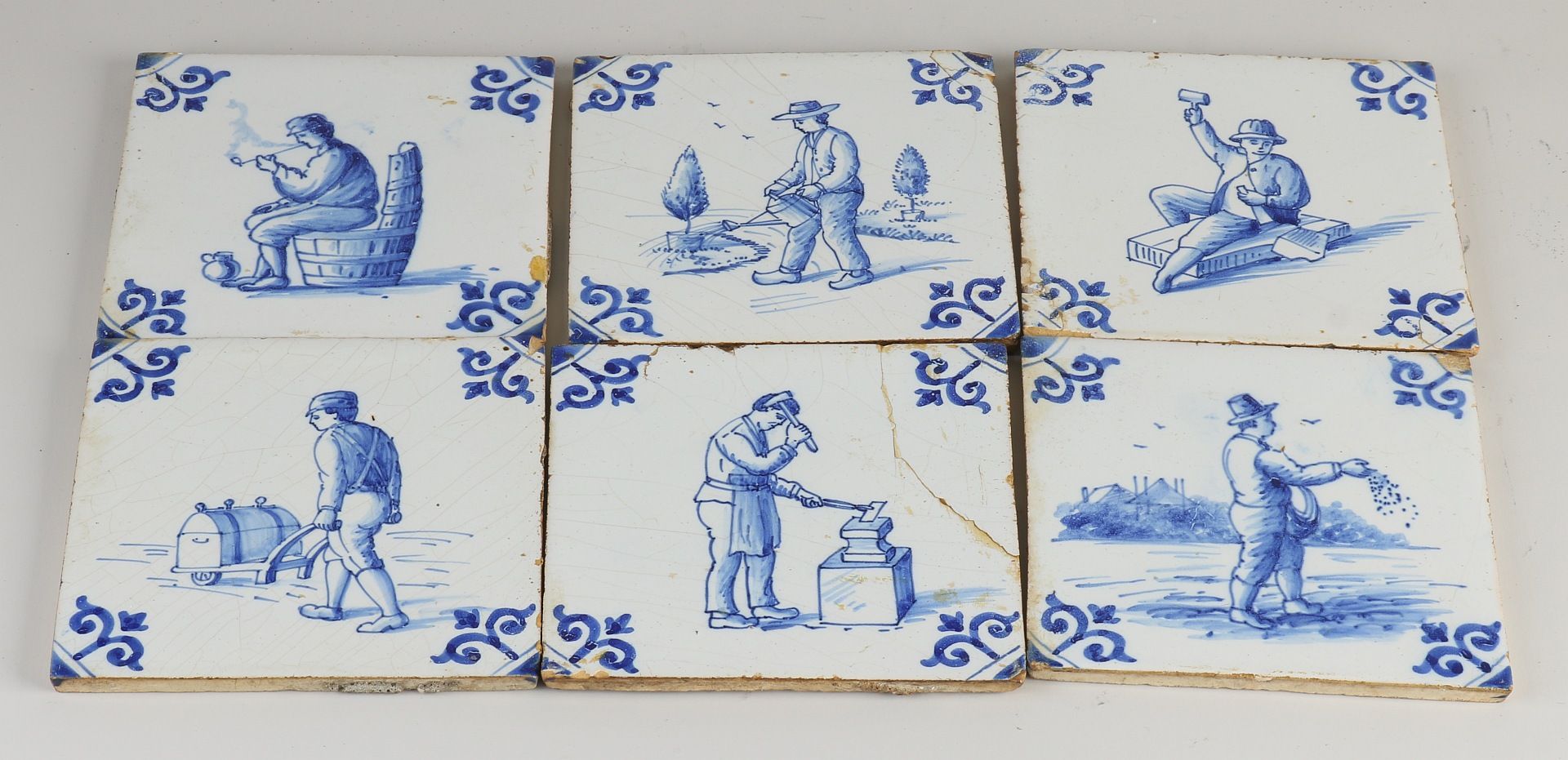 Six antique tiles