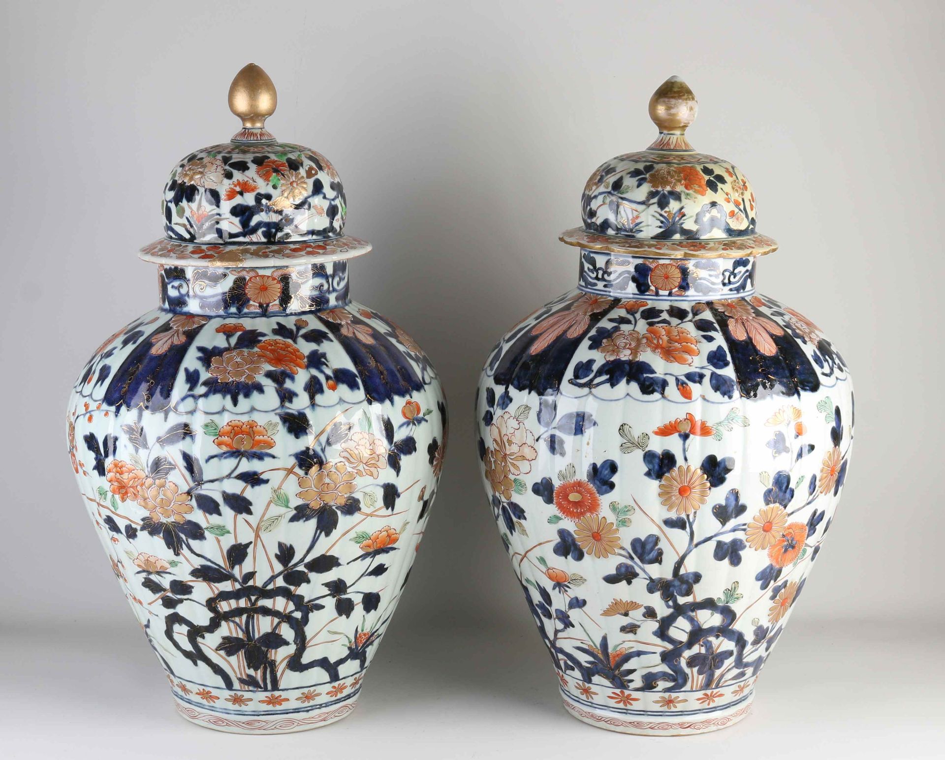 Two large 18th century Imari lidded pots