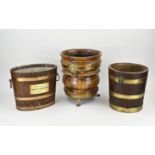 Three old/antique wooden buckets with copper