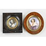 Two miniature paintings, Woman's portrait