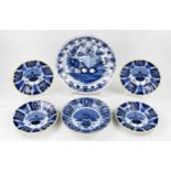 Six 18th century Delft dishes Ø 23 - 35 cm.