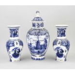 Antique three-piece Delft garniture, 1900