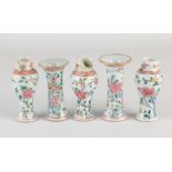 5-Piece Chinese Family Rose garniture, H 8 - 9 cm.