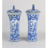 Two 18th century Delft vases, H 29 cm.