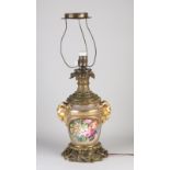 French porcelain table lamp, H 59 cm.