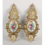 Two antique gilt wall sconces, 1880