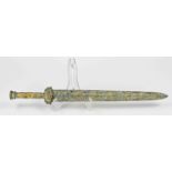 Chinese bronze dagger, L 56 cm.