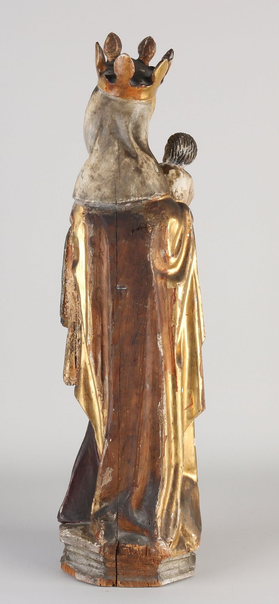 Antique gilded wooden Madonna, H 52 cm. - Bild 2 aus 2