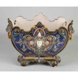 Antique German Meissen Teichert Cölln majolica historicism jardiniere.