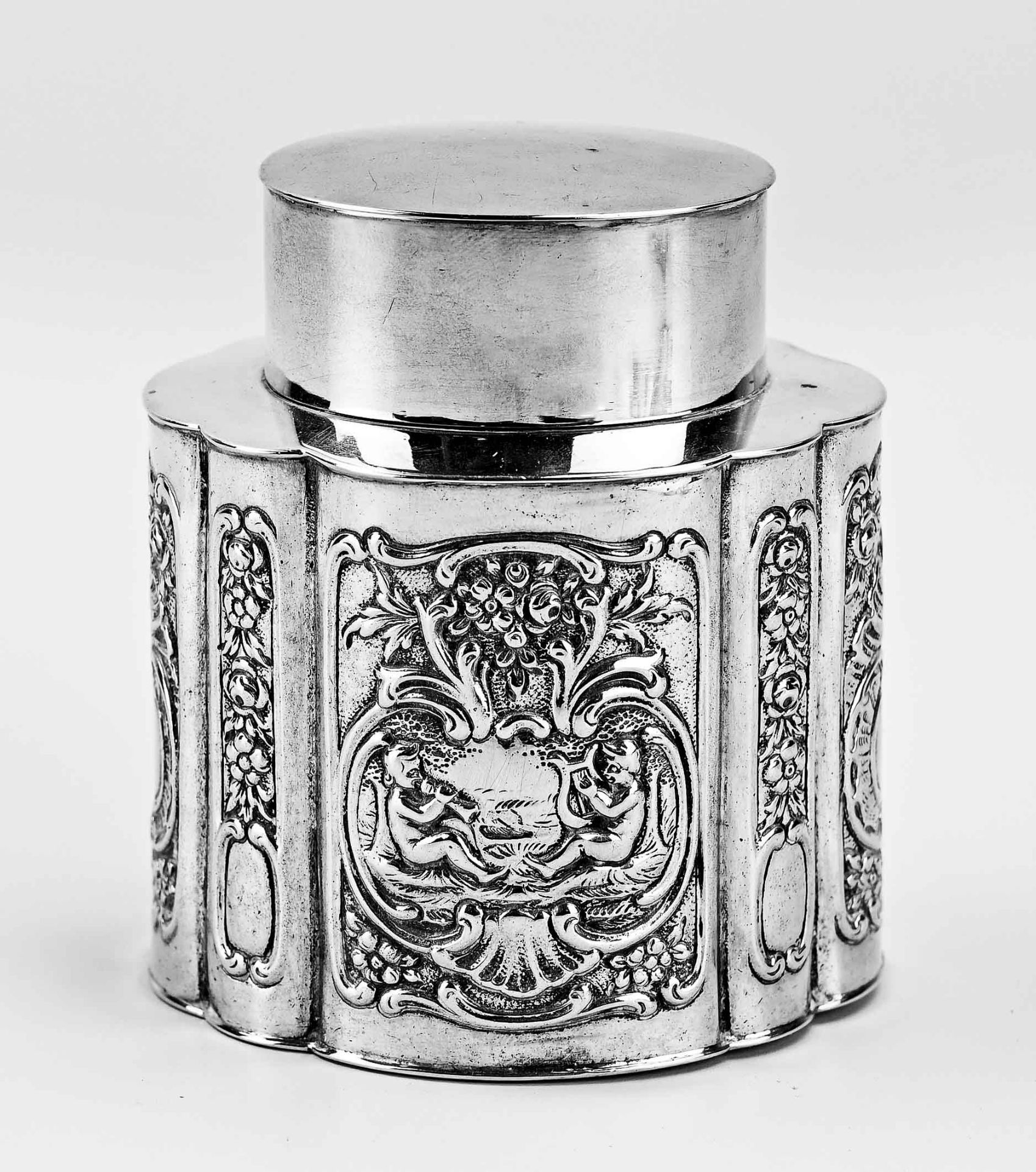 silver tea caddy